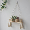 Makramee-Wandregal Boho Home Decor Regale an der Wand Kerzenhalter Schwebendes Regal für Schlafzimmer Holzdekoration Kinderregal