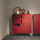 zqNordic Entry Lux Style 4-türiger Spind Golden Foot Meal Side Cabinet Living Room Matte Paint Curio Cabinet Side Cabinet