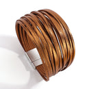 Amorcome Boho Mint Lederarmbänder für Frauen 2022 Fashion Ladies Slim Strips Multilayer Wide Wrap Armband Female Jewelry Gift