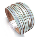 Amorcome Boho Mint Lederarmbänder für Frauen 2022 Fashion Ladies Slim Strips Multilayer Wide Wrap Armband Female Jewelry Gift