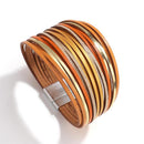 Amorcome Boho Mint Lederarmbänder für Frauen 2022 Fashion Ladies Slim Strips Multilayer Wide Wrap Armband Female Jewelry Gift