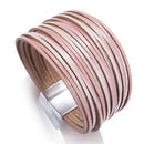 Amorcome Boho Mint Lederarmbänder für Frauen 2022 Fashion Ladies Slim Strips Multilayer Wide Wrap Armband Female Jewelry Gift