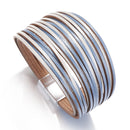 Amorcome Boho Mint Lederarmbänder für Frauen 2022 Fashion Ladies Slim Strips Multilayer Wide Wrap Armband Female Jewelry Gift