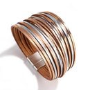Amorcome Boho Mint Lederarmbänder für Frauen 2022 Fashion Ladies Slim Strips Multilayer Wide Wrap Armband Female Jewelry Gift