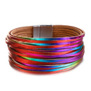 Amorcome Boho Mint Lederarmbänder für Frauen 2022 Fashion Ladies Slim Strips Multilayer Wide Wrap Armband Female Jewelry Gift