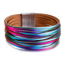 Amorcome Boho Mint Lederarmbänder für Frauen 2022 Fashion Ladies Slim Strips Multilayer Wide Wrap Armband Female Jewelry Gift