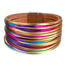 Amorcome Boho Mint Lederarmbänder für Frauen 2022 Fashion Ladies Slim Strips Multilayer Wide Wrap Armband Female Jewelry Gift