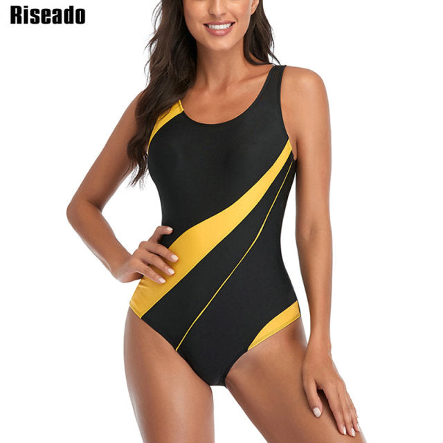 Riseado Sports Badeanzug 2022 Wettkampf Bademode Damen Patchwork Badeanzüge für Damen Racerback Badeanzüge XXL