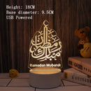 2022 LED 3D Eid Mubarak Dekor Ornament Licht Eid Kareem Ramadan Dekor für Zuhause Ramadan Mubarak Eid Al Adha islamische muslimische Party