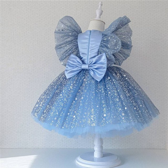 Kleinkind Baby Mädchen Kleid Big Bow Taufkleid für Mädchen Erstes Jahr Geburtstagsfeier Hochzeitskleid Babykleidung Tutu Flauschiges Kleid