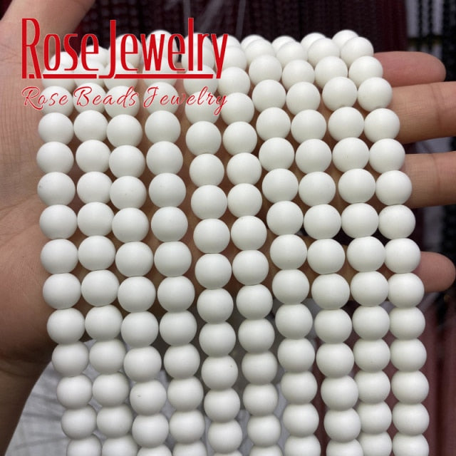 Natural White Black Dull Polished Matte Onyx Agates Beads Round Loose Beads For Jewelry Making DIY Bracelets 15&quot; 4 6 8 10 12mm