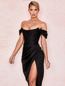 Qualitäts-Satin-Bodycon-Kleid-Frauen-Partei-Kleid 2021 Neuheiten Weißes Midi-Bodycon-Kleid-Promi-Abend-Verein-Kleid
