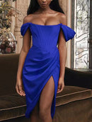 Qualitäts-Satin-Bodycon-Kleid-Frauen-Partei-Kleid 2021 Neuheiten Weißes Midi-Bodycon-Kleid-Promi-Abend-Verein-Kleid