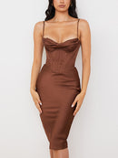 Qualitäts-Satin-Bodycon-Kleid-Frauen-Partei-Kleid 2021 Neuheiten Weißes Midi-Bodycon-Kleid-Promi-Abend-Verein-Kleid