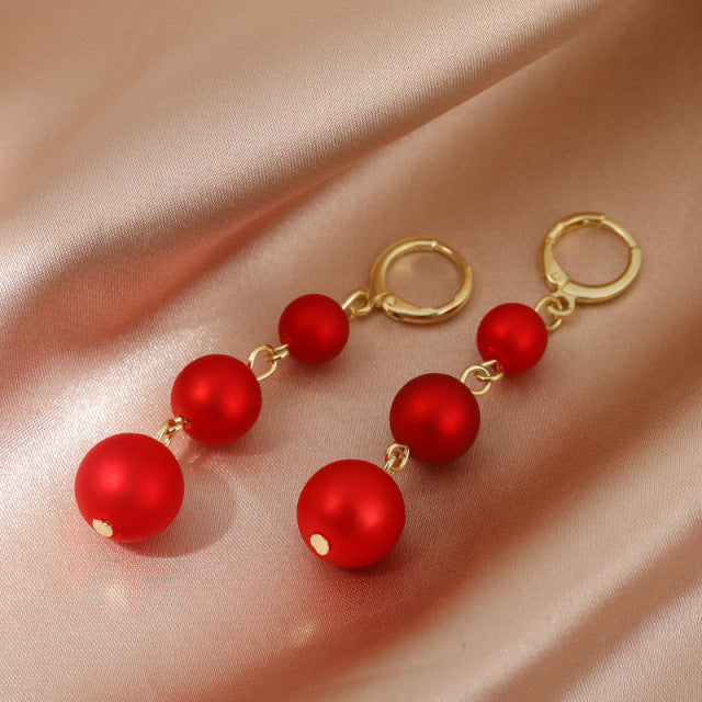 Korean Vintage Glossy Arc Bar Lange Quaste Ohrringe für Frauen Gold Geometrische Modeschmuck Luxus Hängende Pendientes