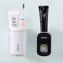 Badezimmer-Zubehör-Set Zahnbürstenhalter Zahnpastaspender Wandhalterung Zahnbürstenbecher Aufbewahrungsregal Zahnpastapresse