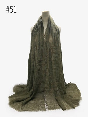 Plissee Plain Hijab Schal Muslimische Frauen Baumwolle Crinkle Stirnband Schleier Schals 2021 Mode Islamische Kopftuch Kopf Wraps Turban