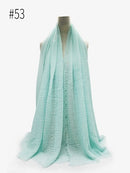 Plissee Plain Hijab Schal Muslimische Frauen Baumwolle Crinkle Stirnband Schleier Schals 2021 Mode Islamische Kopftuch Kopf Wraps Turban