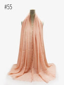 Plissee Plain Hijab Schal Muslimische Frauen Baumwolle Crinkle Stirnband Schleier Schals 2021 Mode Islamische Kopftuch Kopf Wraps Turban