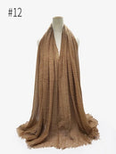 Plissee Plain Hijab Schal Muslimische Frauen Baumwolle Crinkle Stirnband Schleier Schals 2021 Mode Islamische Kopftuch Kopf Wraps Turban