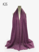 Plissee Plain Hijab Schal Muslimische Frauen Baumwolle Crinkle Stirnband Schleier Schals 2021 Mode Islamische Kopftuch Kopf Wraps Turban