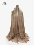 Plissee Plain Hijab Schal Muslimische Frauen Baumwolle Crinkle Stirnband Schleier Schals 2021 Mode Islamische Kopftuch Kopf Wraps Turban