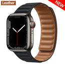 Lederverbindung für Apple Watch Band 44 mm 40 mm 41 mm 45 mm 42 mm 38 mm Original Magnetschlaufe Armband iWatch Series 3 5 4 SE 6 7 Strap