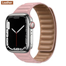Lederverbindung für Apple Watch Band 44 mm 40 mm 41 mm 45 mm 42 mm 38 mm Original Magnetschlaufe Armband iWatch Series 3 5 4 SE 6 7 Strap