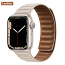 Lederverbindung für Apple Watch Band 44 mm 40 mm 41 mm 45 mm 42 mm 38 mm Original Magnetschlaufe Armband iWatch Series 3 5 4 SE 6 7 Strap