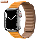 Lederverbindung für Apple Watch Band 44 mm 40 mm 41 mm 45 mm 42 mm 38 mm Original Magnetschlaufe Armband iWatch Series 3 5 4 SE 6 7 Strap