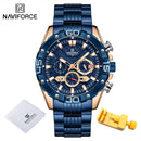 NAVIFORCE Herrenuhren 2022 Luxus Gold Business Classic Quarzuhr Analog Chronograph Sport Wasserdichte Stahlband Armbanduhr
