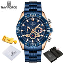 NAVIFORCE Herrenuhren 2022 Luxus Gold Business Classic Quarzuhr Analog Chronograph Sport Wasserdichte Stahlband Armbanduhr