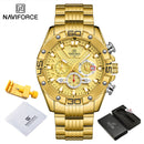 NAVIFORCE Herrenuhren 2022 Luxus Gold Business Classic Quarzuhr Analog Chronograph Sport Wasserdichte Stahlband Armbanduhr
