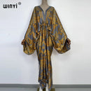 Sexy bech high-quality hand-rolled feel silk rayon fashion print 2021 WINYI Maxi women&