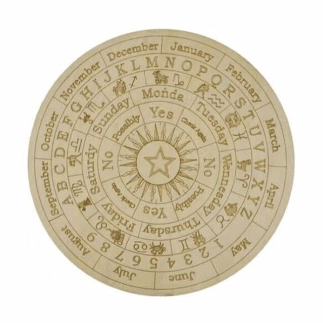 Wooden Divination Pendulum Board Star Sun Moon Energy Carven Plate Healing Meditation Board Ornaments Metaphysical Altar