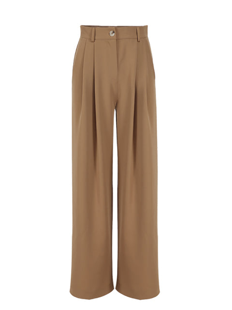 Mnealways18 Classic Wide Pants Floor-Length Pleated Loose Women Trousers Spring Wide Leg Pants Vintage Female Palazzo Pants 2022