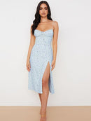 Chicology 2022 Sommer Frauen Kleid Kleine Blumen Seitenschlitz Sexy Sling Französisch Schlank Leicht Atmungsaktiv Ärmellos Festival Kleider