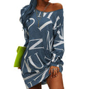 Frauen Kleid Letters Print Hip Hop Langes T-Shirt Lose Lässige Streetwear Langarm O Neck Kleid für Party Plus Size вечернее