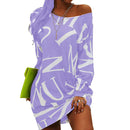 Frauen Kleid Letters Print Hip Hop Langes T-Shirt Lose Lässige Streetwear Langarm O Neck Kleid für Party Plus Size вечернее