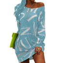 Frauen Kleid Letters Print Hip Hop Langes T-Shirt Lose Lässige Streetwear Langarm O Neck Kleid für Party Plus Size вечернее