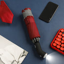 Automatischer Regenschirm Frau Reflektierender Streifen Reverse Led Light Umbrella Drei Falten Invertiert 10 Rippen Winddicht Regenschirme Reise