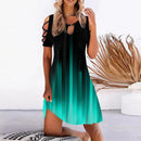 Vestidos de fiesta con estampado Floral para mujer, minivestido Sexy de verano de manga corta con cuello redondo para mujer, vestido elegante con diseño calado 2022