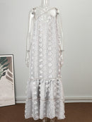 Ärmelloses Neckholder-Maxi-Sommerkleid für Damen, Mode, Rüschen, Strand, lange Robe, 2022, eleganter Slip, Urlaub, aushöhlen, Sommerkleid