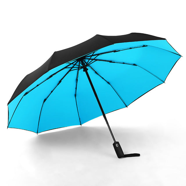 Paraguas automático de doble capa a prueba de viento para mujer, paraguas plegable de tres huesos para hombre y mujer, sombrilla de negocios grande para lluvia