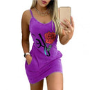 Kleid für Frauen 2022 Ärmelloses Druck Bodycon Mini Trägerkleid Frauen Blumenkleid Vestidos Sommer 2022 Mini Ärmelloses Vestidos