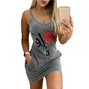 Kleid für Frauen 2022 Ärmelloses Druck Bodycon Mini Trägerkleid Frauen Blumenkleid Vestidos Sommer 2022 Mini Ärmelloses Vestidos