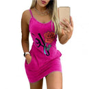 Kleid für Frauen 2022 Ärmelloses Druck Bodycon Mini Trägerkleid Frauen Blumenkleid Vestidos Sommer 2022 Mini Ärmelloses Vestidos