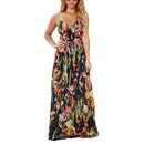Damen Sling Floral Lange Kleider Ankunft Sommer Boho V-Ausschnitt Ärmellos Party Strand Floarl Print Maxikleid Lässiges Sommerkleid