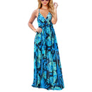 Damen Sling Floral Lange Kleider Ankunft Sommer Boho V-Ausschnitt Ärmellos Party Strand Floarl Print Maxikleid Lässiges Sommerkleid
