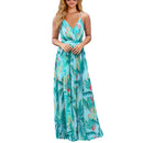 Damen Sling Floral Lange Kleider Ankunft Sommer Boho V-Ausschnitt Ärmellos Party Strand Floarl Print Maxikleid Lässiges Sommerkleid